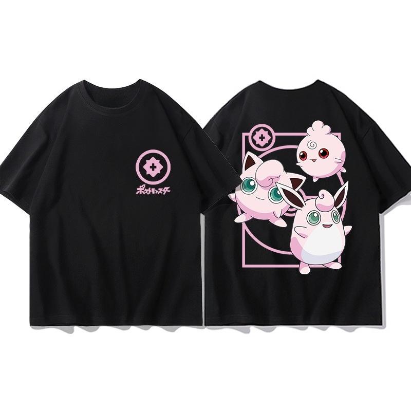 

2026 New Cotton Pokémon Anime Print Unisexs and Womens Summer Fashion Comfortable Breathable ShortSleeved TShirt S