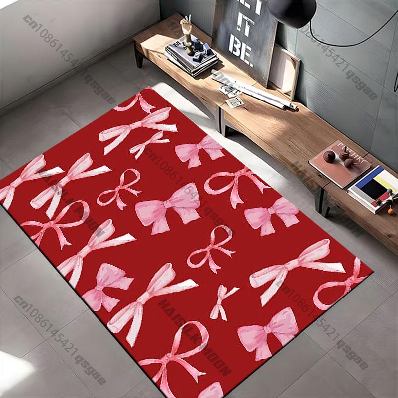 Pink decorative bows pattern carpet Yoga living room room decor children's crawling mat doormat area rug games mat