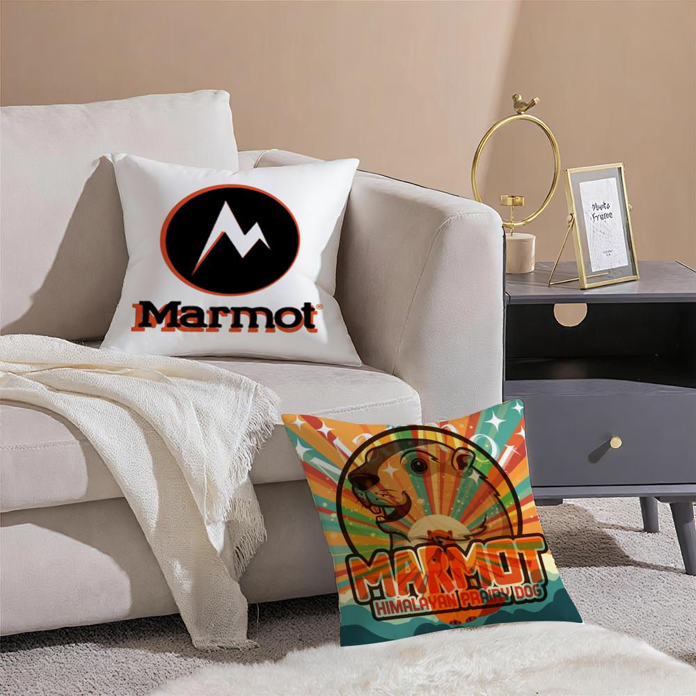 Cute Design M-Marmot Cushion Cover Anti-dustmite Pillowcase Invisible Zipper Silky Short Plush Sofa Cushion Cover