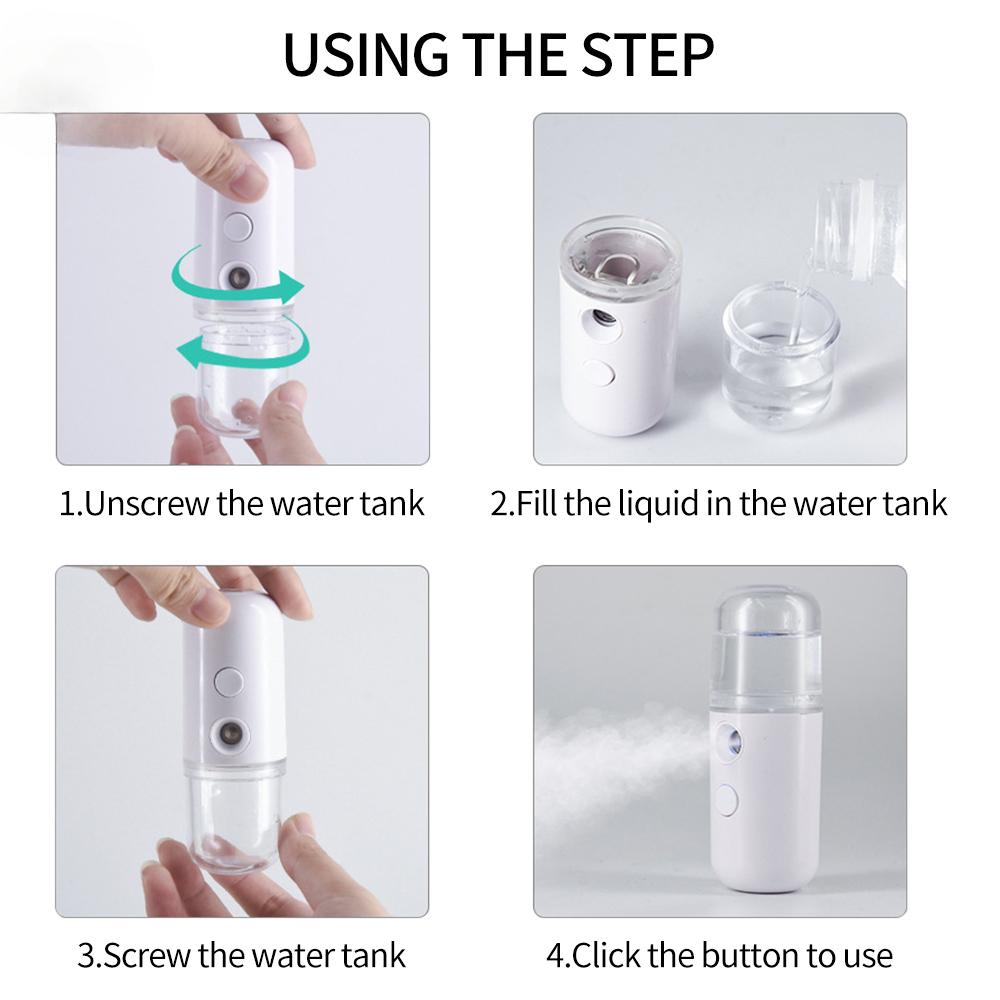 Passer for kontorbil Air Humable 30ml bærbar mini nano ansiktssprøyte USB Atomizer Purifier Aromaterapi Essential Oil Diffuser Rehydration