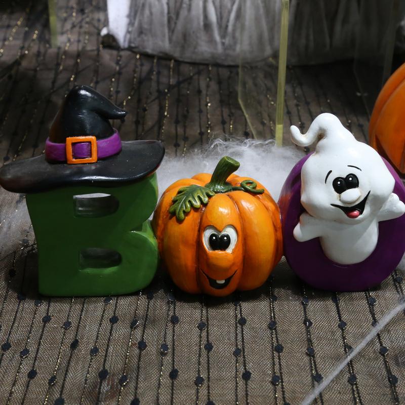 Halloween Pumpkin Ghost Statue Resin White Ghost Pumpkin Halloween Figurines Art Decoration With Fine Details For Desks Gardens