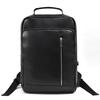 Simple Men'S Leather Backpack Men'S Cowhide 14-Inch Schoolbag Going Out For Travel Commuter Black Backpack