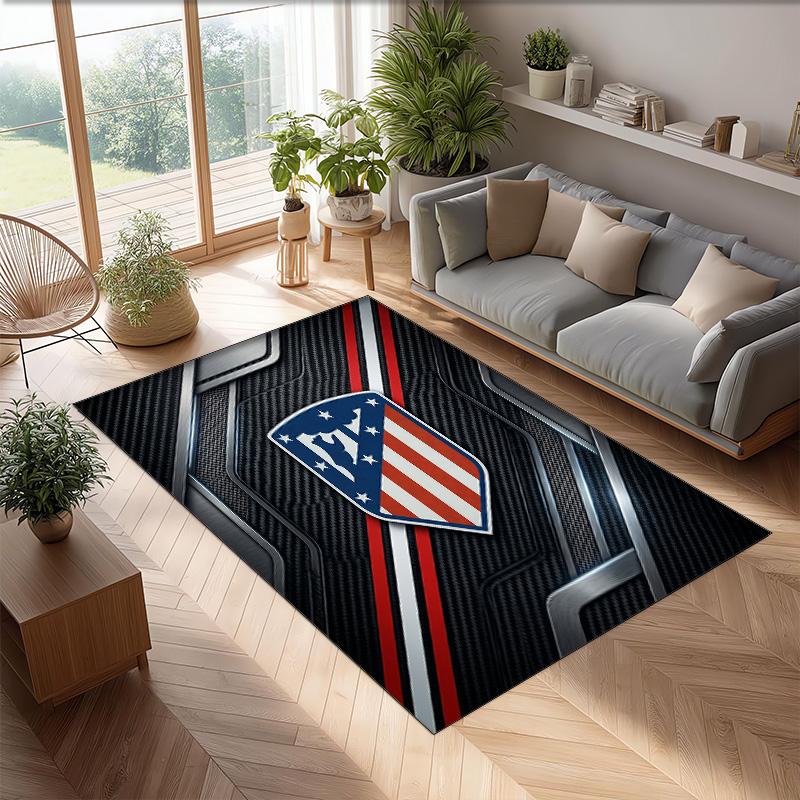 Atletico Madrid Printed Flannel Area Rug Non Slip Soft Polyester Floor Carpet Indoor Decor Mat for Bedroom Living Room Sofa Game Room Home Decoration