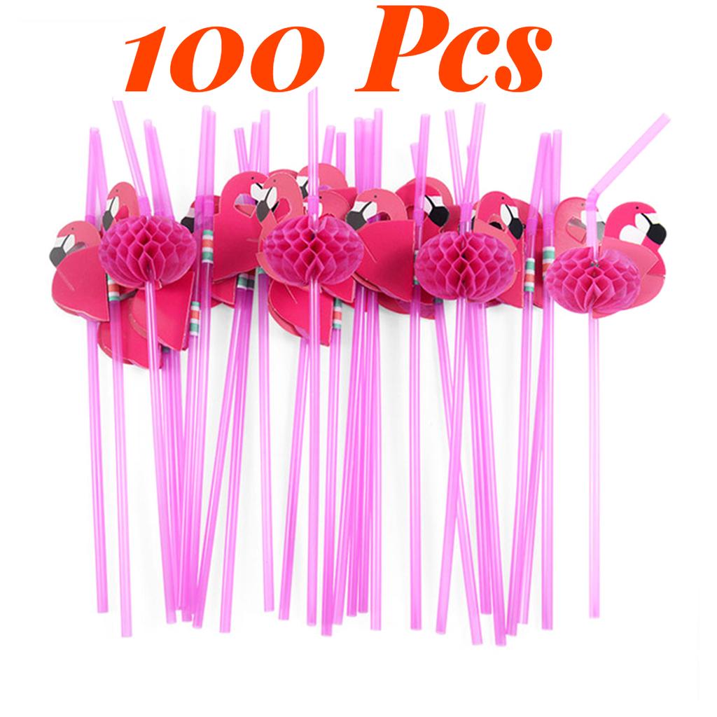 50-150Pcs 3D Fruit Drinking Straw Flamingo Disposable Paper Straws Wedding Favors Kids Birthday Party Barware Decorations