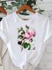 (Asian Size) Flower Letter Trend Women Tee Fashion Lady Clothing Casual T Shirt Female Top Printed Graphic Short Sleeve T-shirts