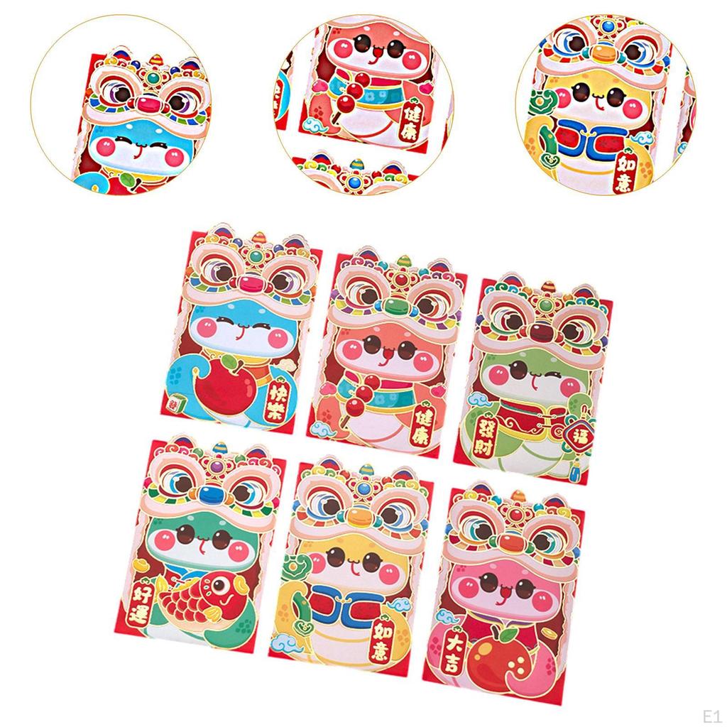 6 Pieces Chinese Year Red Envelope Hong Bao Spring Festival Decorative Decor Packets