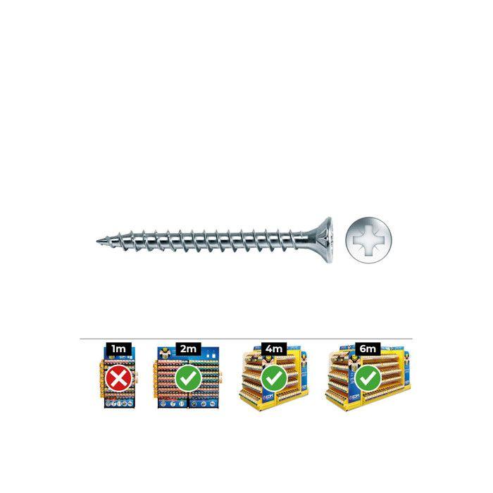 Boîte De 500 Vis À Bois Pz Fraisées Din/ref Vlox 4.5x20 Acier Zinqué + Lubr Celo