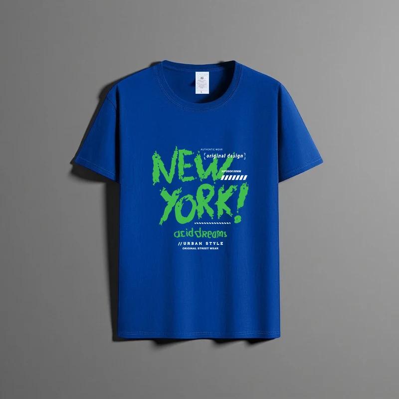 Letní nové unisex všestranné tričko z čisté bavlny módní ležérní top s kulatým výstřihem prodyšné volný střih potisk krátký rukáv