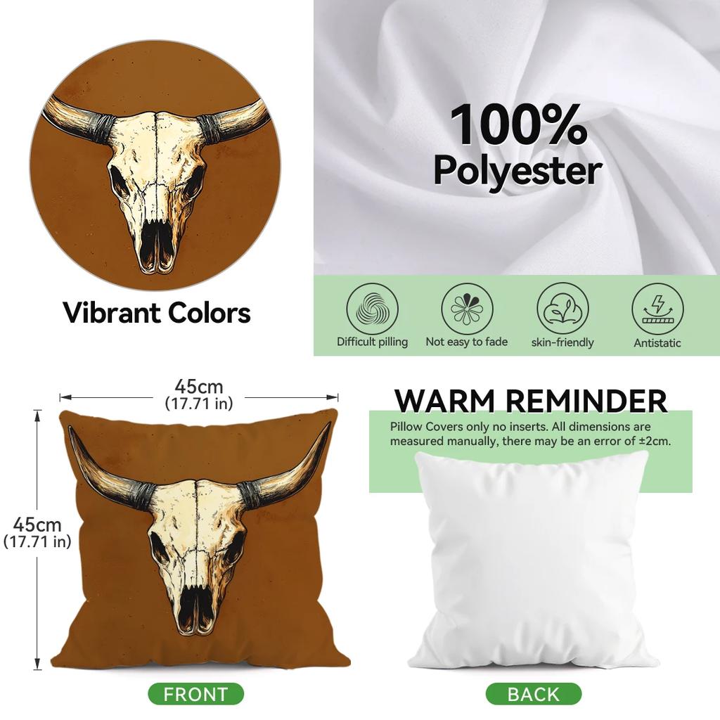 Western Cowboy Cushions Pillowcase Printed Polyester 45x45cm Throw Pillow Cover Decorative Sofa Cushions Pillowslip Home Decor