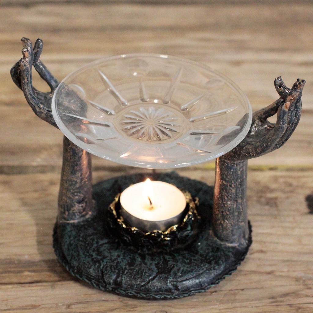 Oil Burner Buddha Om Hands Antique