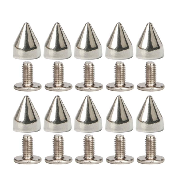 Clous à pointes Rivets Métal Argenté Rivets Décoratifs Punk, 10 Pièces Rivets Pointus à Visser Boucles Bouton Gothique pour Artisanat DIY
