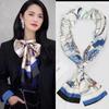 Thin and narrow long silk scarf Double-layer double-sided scarf Simulation silk female Korean version fashionable versatile decorative scarf literary