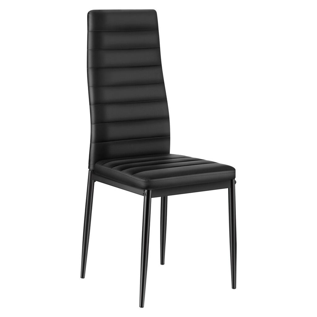 Modern Dining Room Accent Chairs Set of 6, Upholstered Leather Side Chair for Dining Tables, Space-Saving Kitchen Table Chair with Thick Cushions and