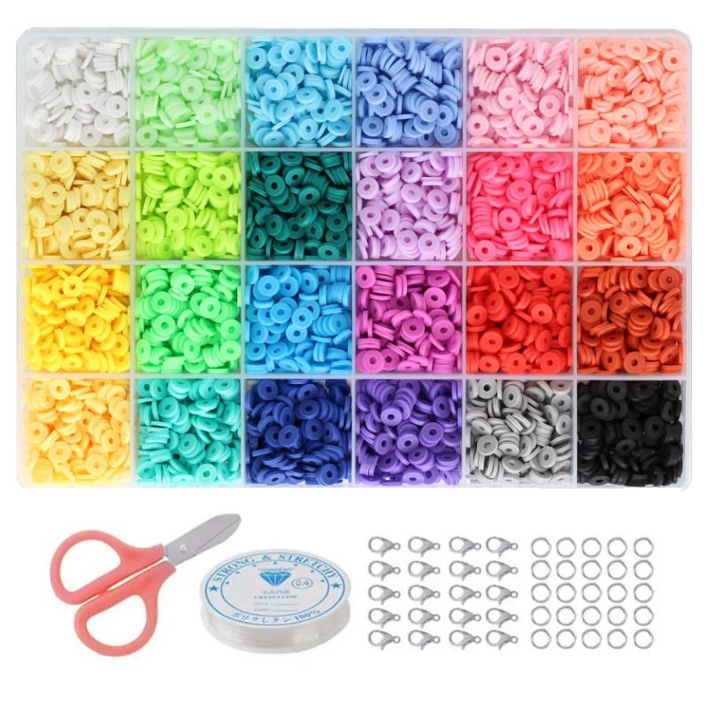 24-Compartment Boxed Glass Beads Set, Solid Color Loose Beads for DIY Jewelry Accessories