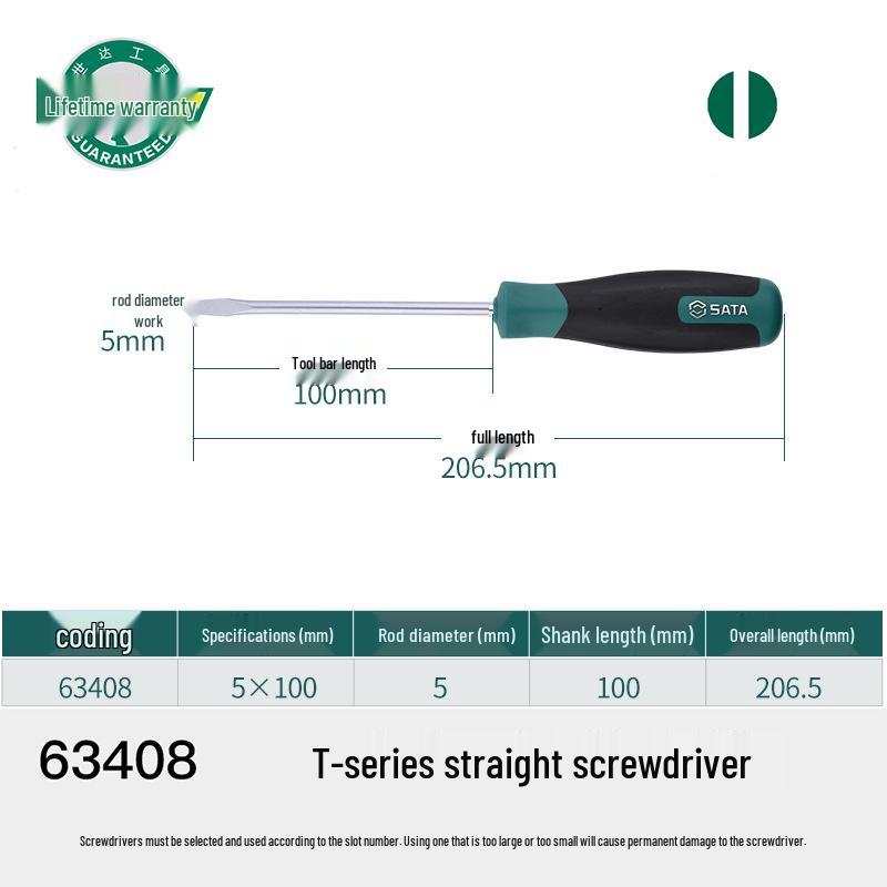 Sata T-Series Flathead Screwdriver (63402-63417) Tool
