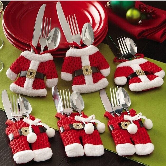 Santa Claus Costume Cutlery Holders for Christmas Table Setting