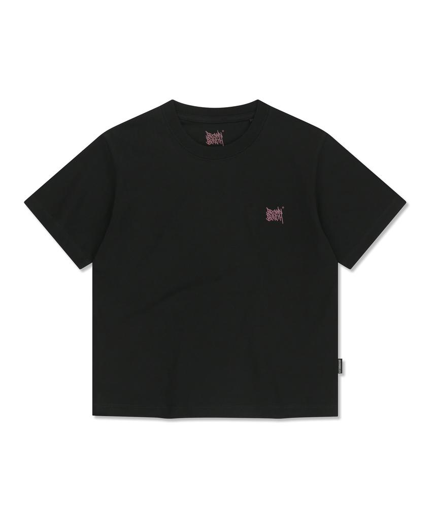 BROWNBREATH W Tag Crop Tee - Black