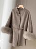 Cape Korean Shawl Wool Coat with Detachable Fur Collar - Women's Small, 2024 Autumn/Winter Fashion