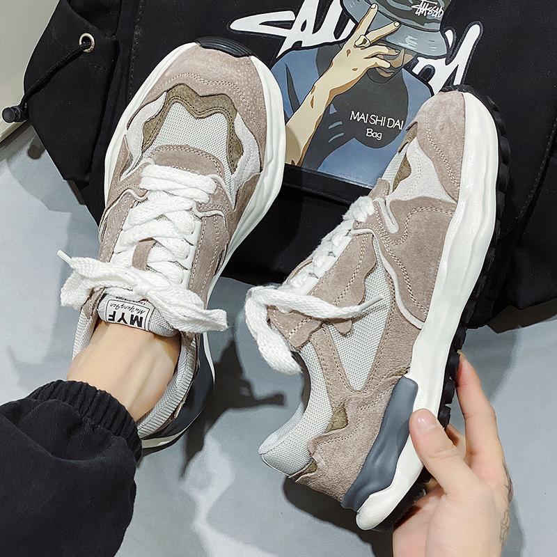 Men's Trendy Breathable Retro Sneakers: Thick-Soled Casual Fashion Shoes