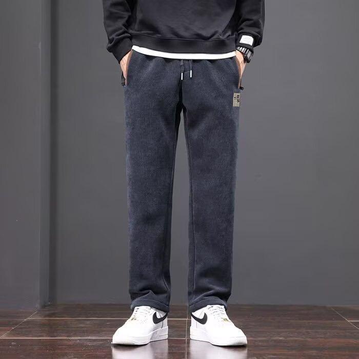 Corduroy Spring and Autumn Casual Pants Men's Loose Straight Embroidered Men's Casual Pants