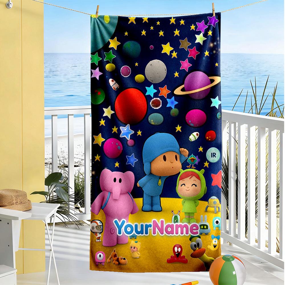 Pocoyo Customizable Name Beach Towel Super Soft & Absorbent Suitable for Swimming Gym Camping Yoga Vacation
