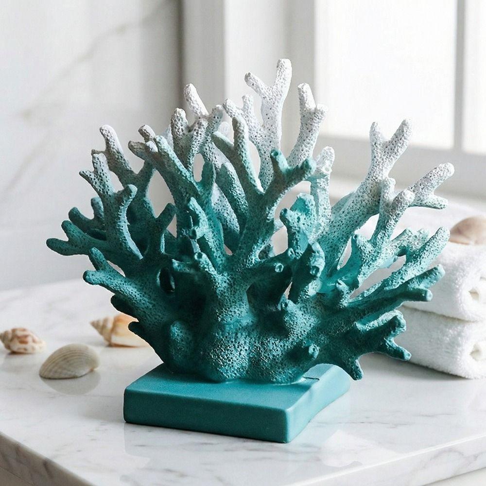 Colorful Artificial Coral Statue Realistic Desktop Coral Sculpture Aquarium Decoration