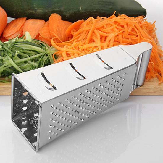 9 Inch 4 Sides Vegetable Grater with Handle Sharp Blade Non-slip Base Ergonomic Design Multi-functional Stainless Steel
