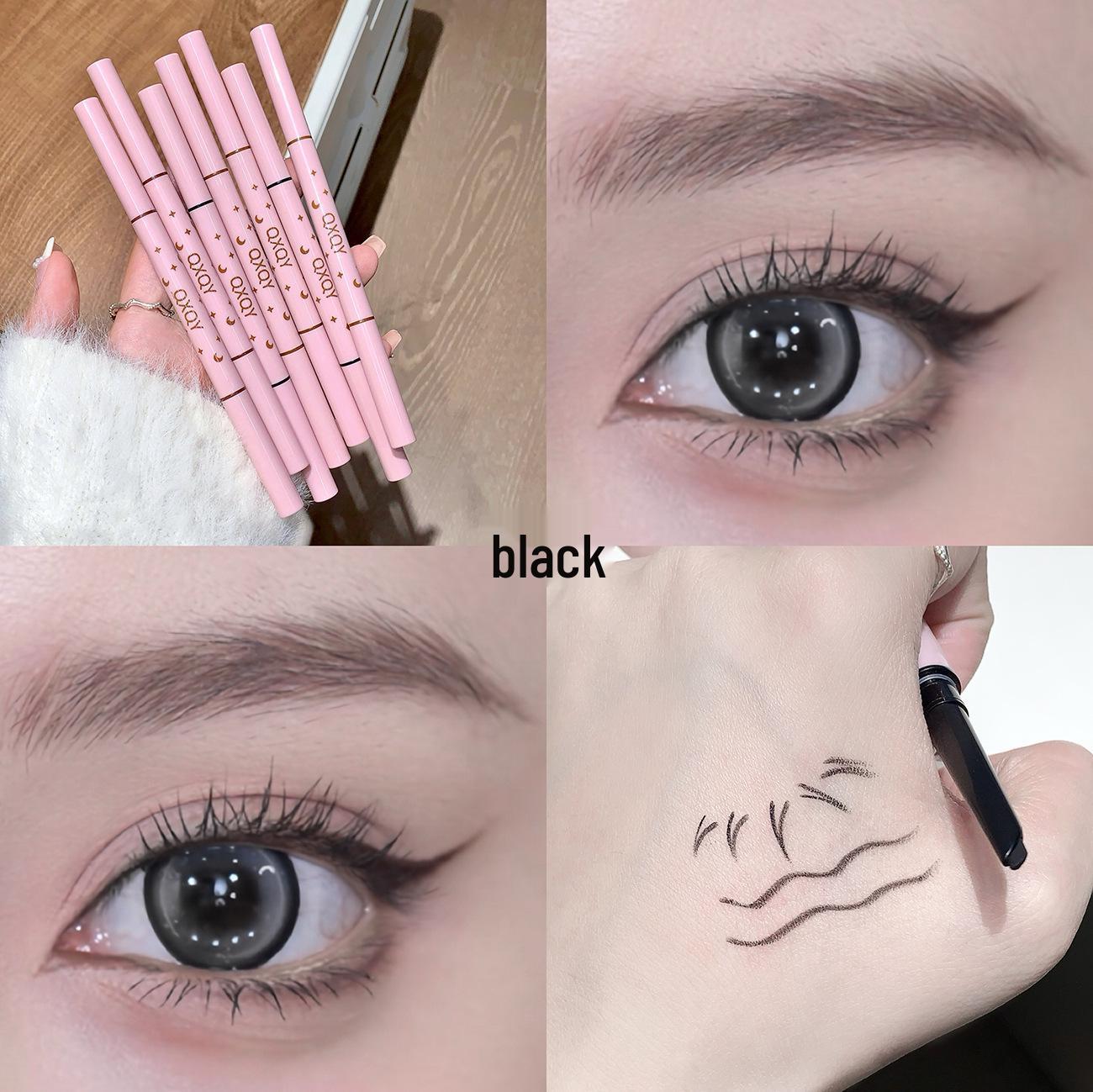 QXQY 2-in-1 Double-ended Eyeliner & Eyebrow Pencil with Blade Brush - Long-lasting Under-eye & Brow Liner for Effortless Beauty чёрный