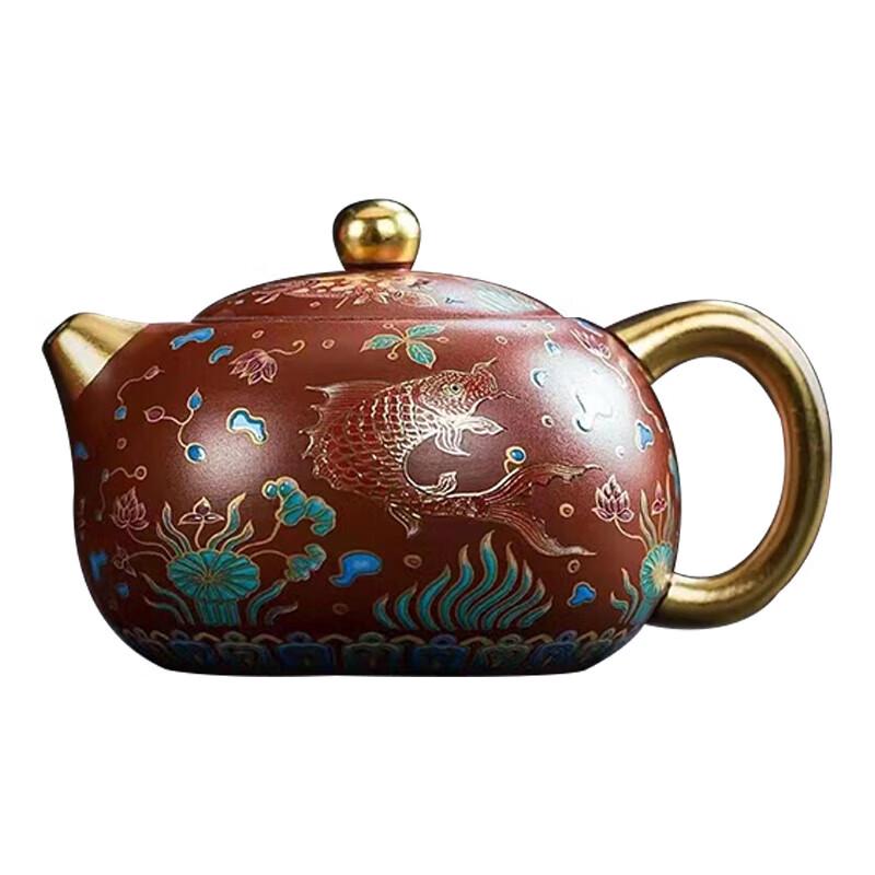 Tao Ding Xuan Handmade Gold & Silver Inlaid Zisha Teapot Set