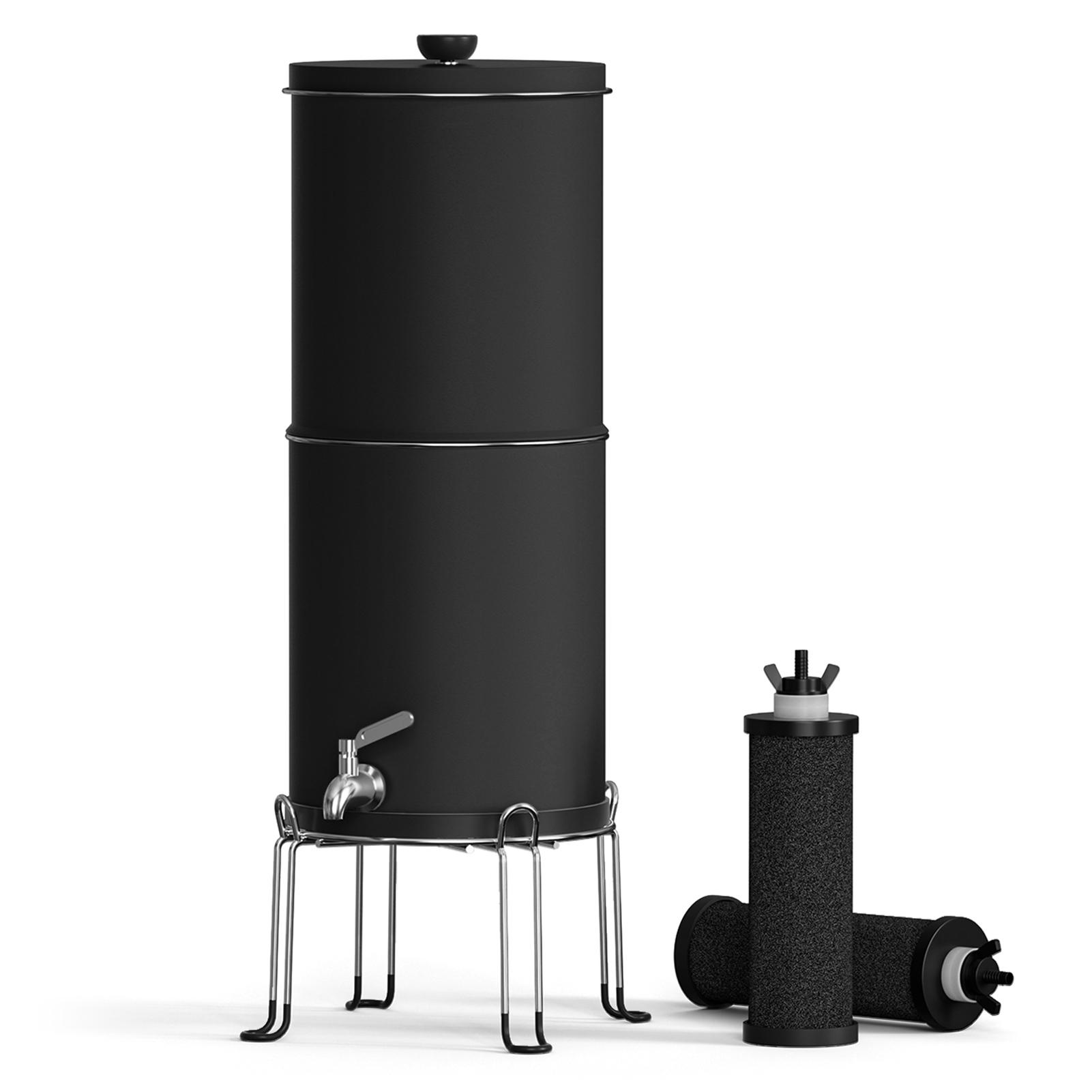 Waterfilter Systeem 2-in-1 Roestvrij Staal Aanrecht Waterfilter voor Thuis Buiten Kamperen zwart