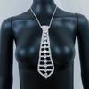 Elegant Tie Necklace with Sparkling Rhinestones for Formal Occasion Uniform Tie Punk Jeweled Chain Tie