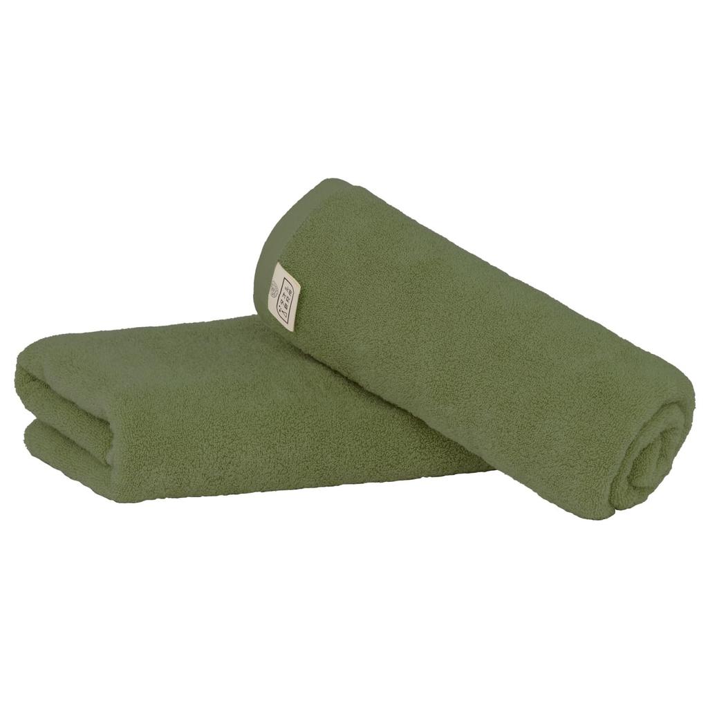 Towel Laboratory Bath Set of JapanTechnology [Spongy Touch] #033 Towels, Green, 2, Soft, Medium-Weight, High-Volumn Absorbency, Durable, 100% Cotton,