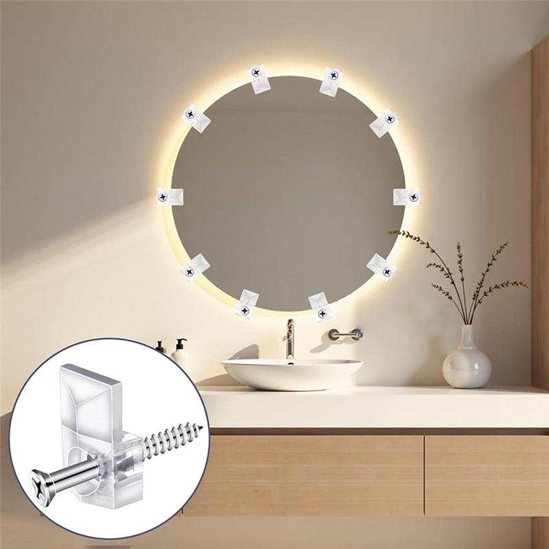 

Fresh 32Pack Mirror Holder Clips,Clear Plastic Mirror Clip,Frameless Mirror Mounting Hardware,Mirror Holders For Wall Mounting прозорий