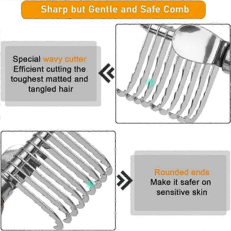 Pet Grooming Tool, Dematting Comb for Dogs and Cats with Safe Stainless Steel Blade for Long and Medium Hair