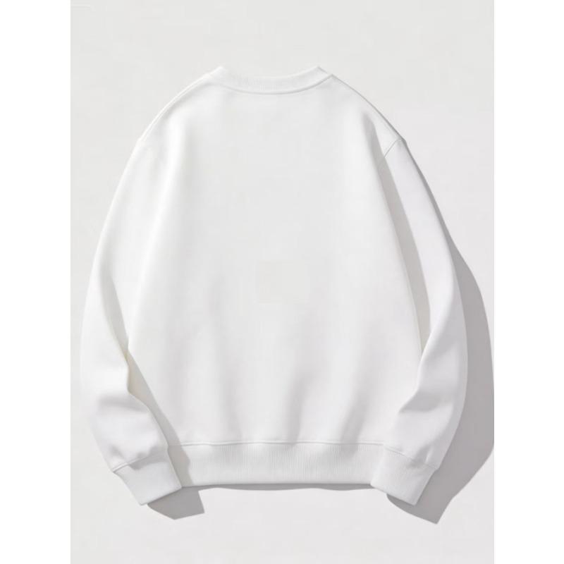 Men's New Fashion Crew Neck Sweatshirt - Loose Fit Long Sleeve Casual Trendy Style For Daily Wear With Digital Print.