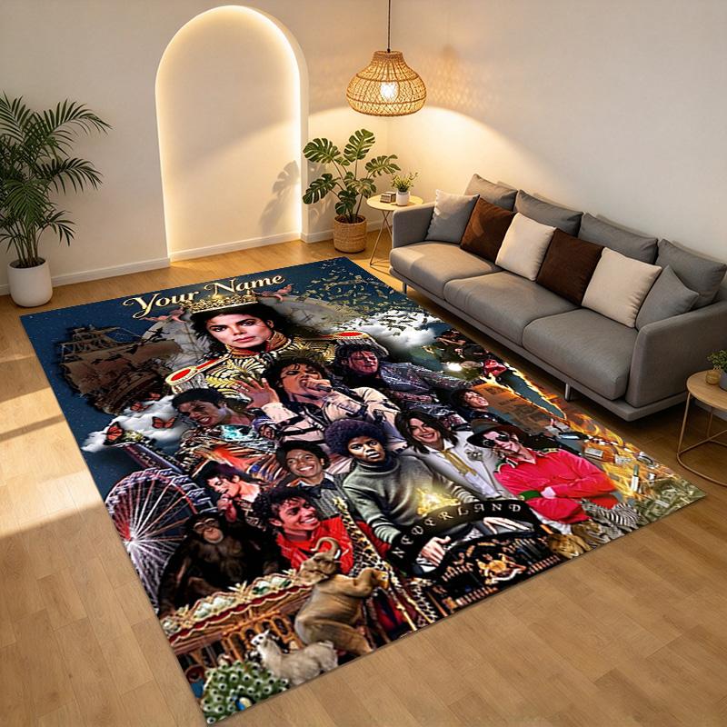 Custom Name Michael Jackson Carpet Rug for Bedroom Living Room Home Sofa Decoration,Playroom Sofa Office Home Decor Game Large Decor Floor Mat