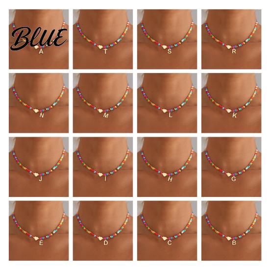 Collana Inossidabile Choker con Perline Donna Perline Colorate Ciondolo con Iniziale Perla