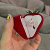 Strawberry Ring Box, 1pc, Cartoon Creative Mini Proposal Engagement Synthetic Gemstone Wedding Jewelry Display Box