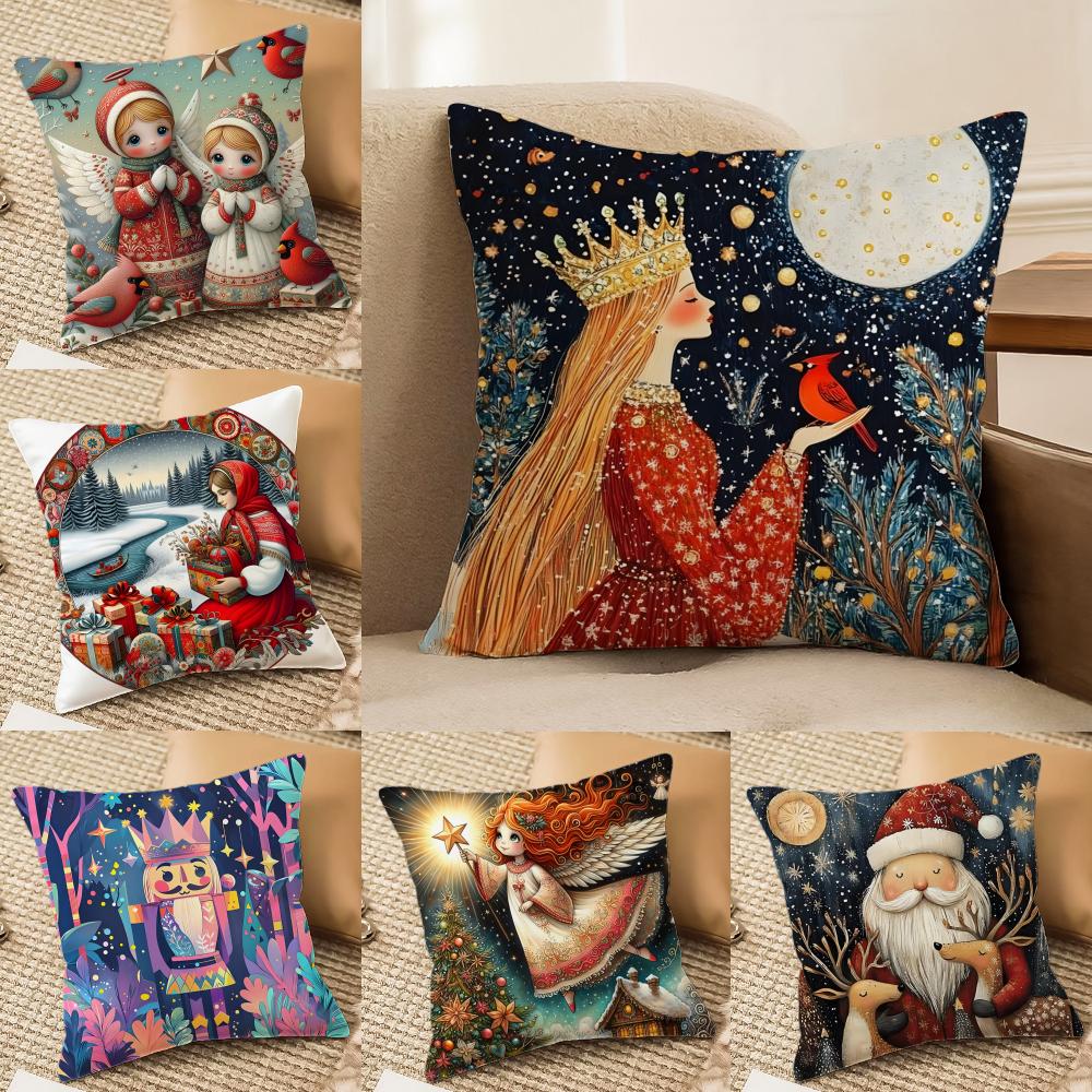 Cute Cartoon Prints For Kids Pillow Case Double-Sided Plush Sofa Cushion Covers Organic Breathable Invisible Zipper