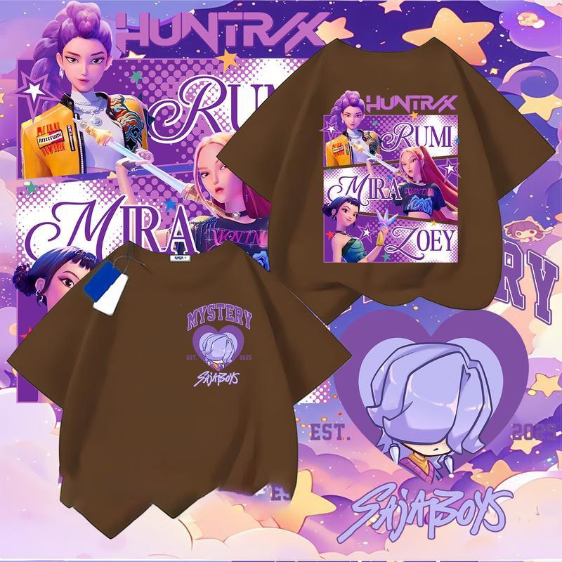 Dívčí oblečení pro batolata Kpop Lovci démonů Kreslené tričko Vtipný dárek pro fanoušky Harajuku Cool dětská trička Letní topy