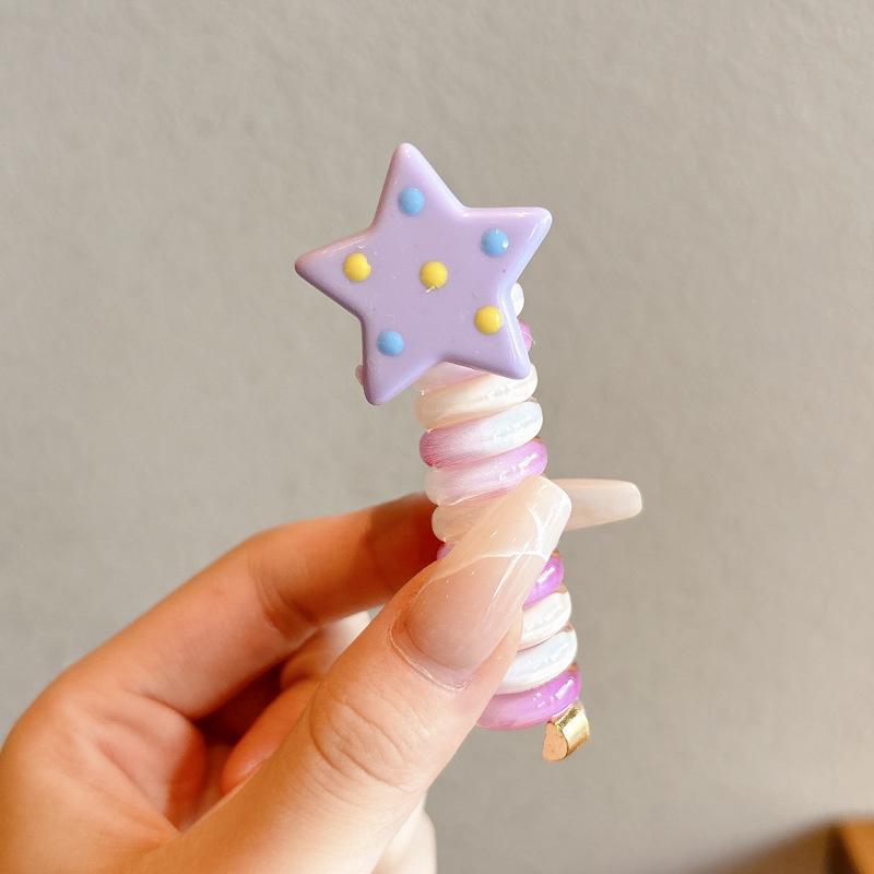 

2025 Резинки для волос «Маленькая звезда» с пузырьковым плетением - Аксессуары для волос «Телефонный шнур» для высокого хвоста для девочек