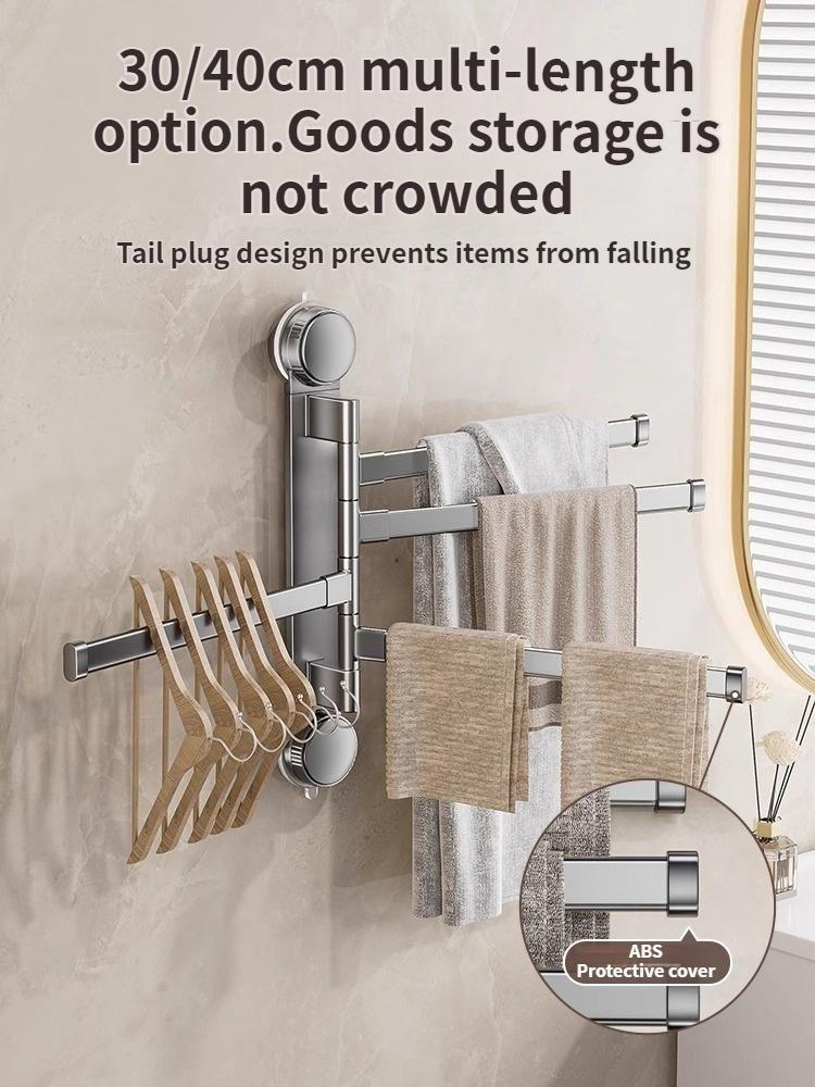 No Need To Drill Suction Cup rotating towel rack Bathroom multi-bar folding bath towel rack rack Towel rack Kitchen storage rack