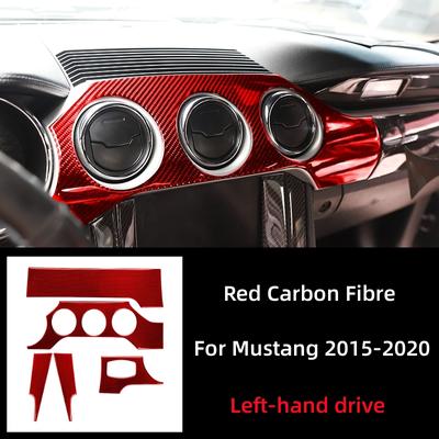 For Ford Mustang GT 2015-2021 Accessories Carbon Fiber Interior Car Dashboard Panel Cover Trim Sticker Decal Decoration Frame