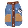 Dog cat clothes autumn and winter thick panda denim cotton-padded jacket velvet warm autumn winter clothing leash dog clothes