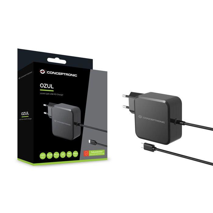 Chargeur mural - Conceptronic - Ozul05be - 100W - Noir - 1,8m