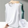 Men's Summer Solid Color Casual Sleeveless Top Round Neck Breathable Plus Size Vest
