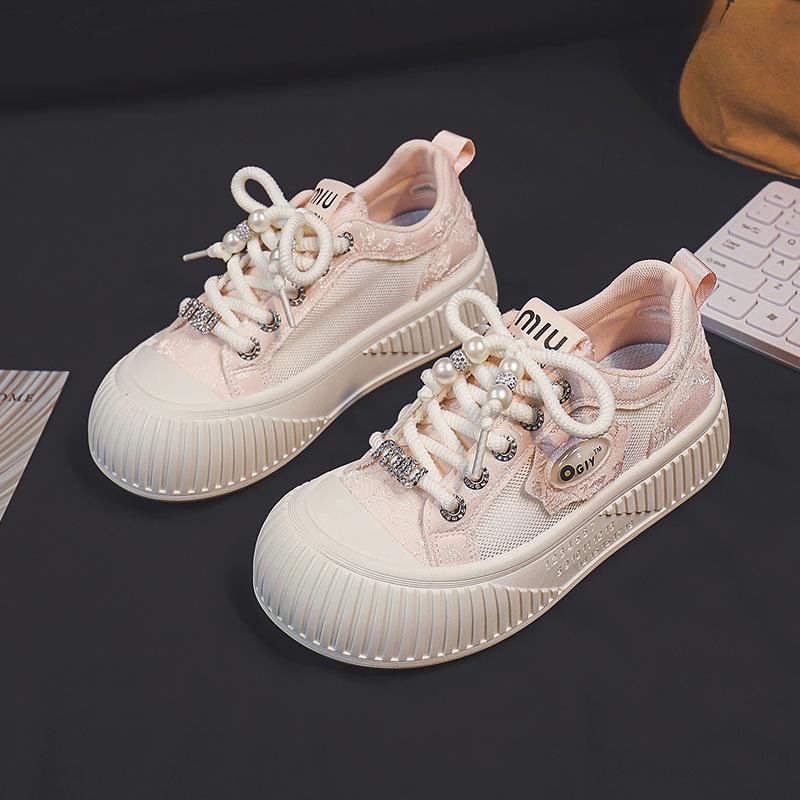 Platform Mesh Shoes Women's Mesh Breathable White Shoes New Summer Thin Student Sports Casual Borad Shoes Children