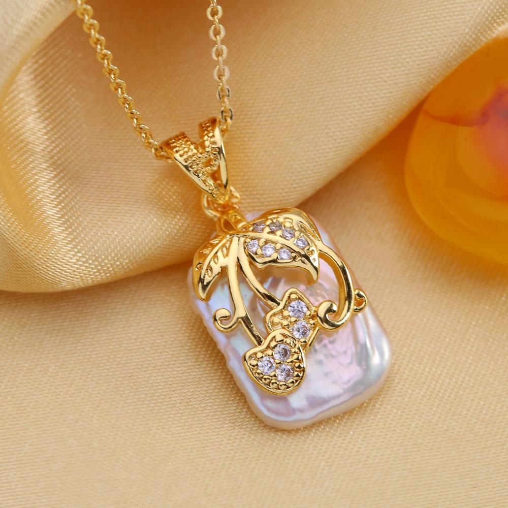 SENIKO Natürliche Süßwasser Große Barocke Perle Halsketten Für Frauen Mode Blume Zirkonia Anhänger Mit Kette Geburtstag Geschenk