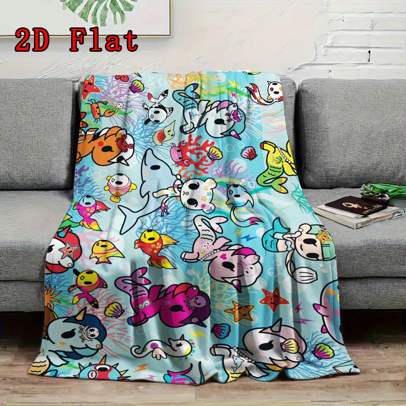 Glam Tokidoki 2D Flat Pattern Flannel Blanket High quality All Seasons Warmth and Comfort Perfect for Christmas Gifts.FMT261012015