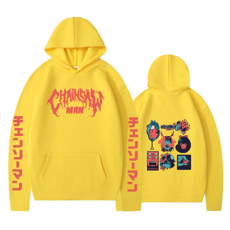 Autumn Winter Fashion Casual Hoodie Cartoon Anime Small Item Icon Double sided Printed Men's womens Loose Sports Hoodie